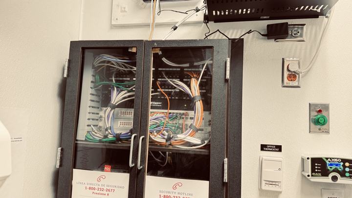 Network cabinet in back-of-house